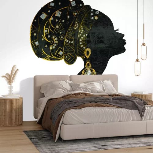 Fotobehang Silhouet van een Afrikaanse vrouw met sieraden