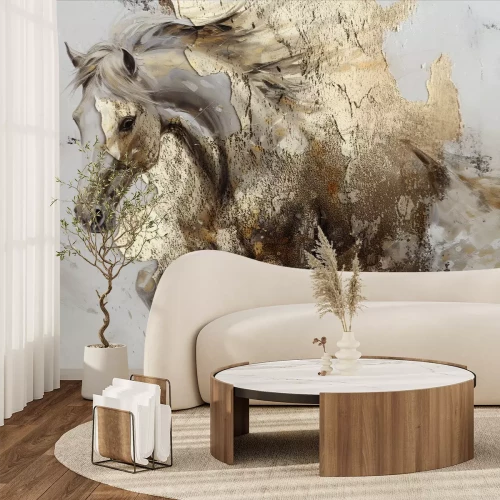 Fotobehang Abstract paard met imitatiegoud
