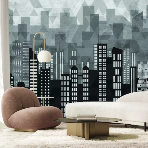 Fotobehang Geïllustreerd New York met een geometrische achtergrond