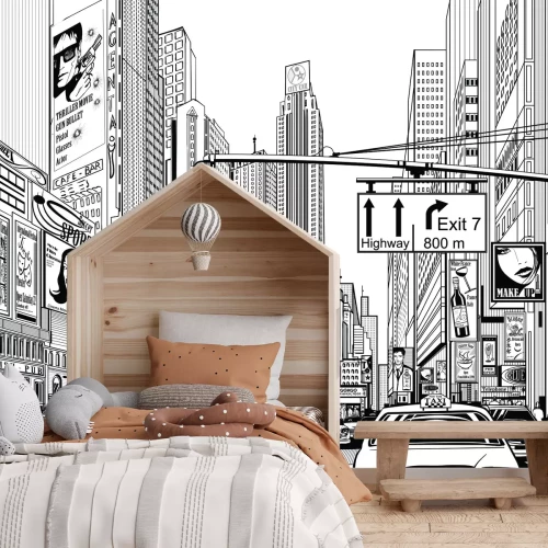 Fotobehang Schets van een straat in New York