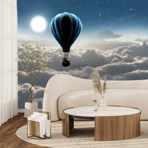 Fotobehang Een ballon met een olifant tussen de wolken