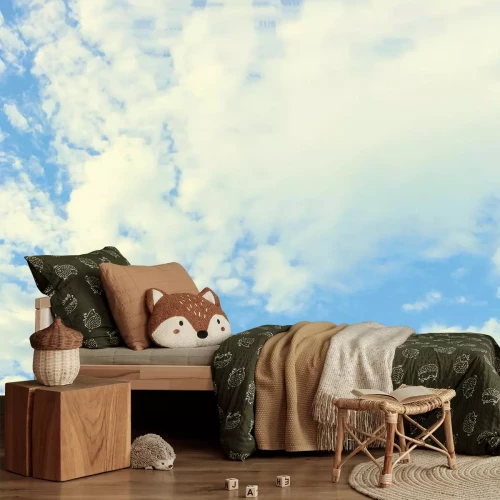 Fotobehang Blauwe lucht met fijne wolken