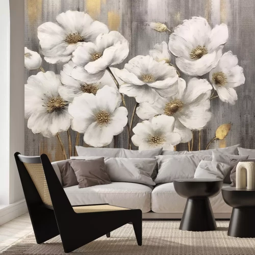 Fotobehang Artistieke wilde bloemen in abstracte vorm