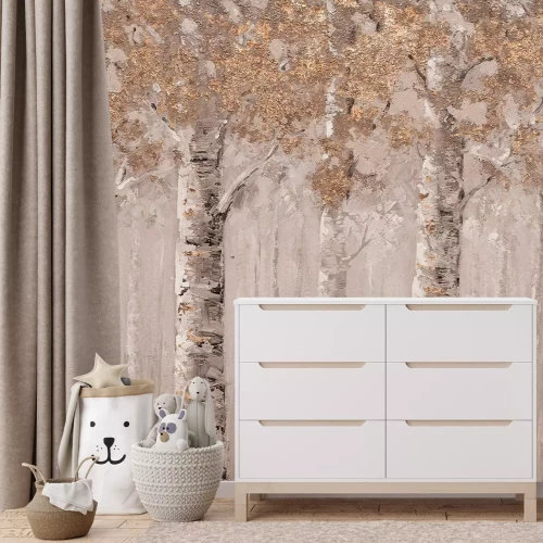 Fotobehang Schilderachtig berkenlandschap