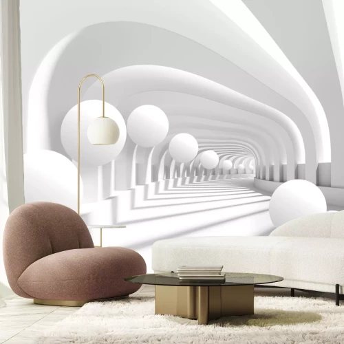 Fotobehang 3D-bollen in een futuristische tunnel