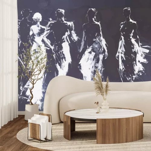 Fotobehang Mysterieuze menselijke silhouetten modern abstract patroon