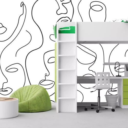 Fotobehang Minimalistische vrouwenportretten in zwart-wit abstractie