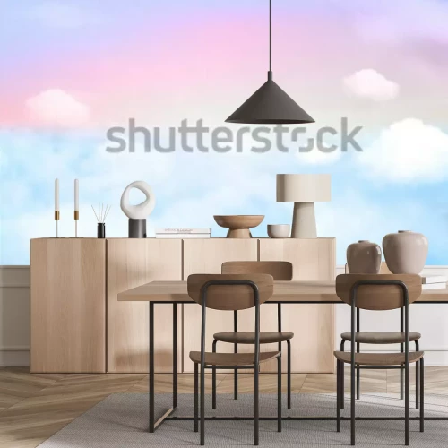 Fotobehang Vectorillustratie van fantasiehemelachtergrond en pastelkleur.