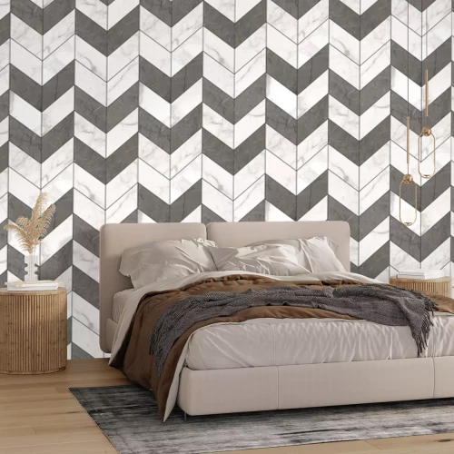 Fotobehang Imitatie grijze en witte tegels