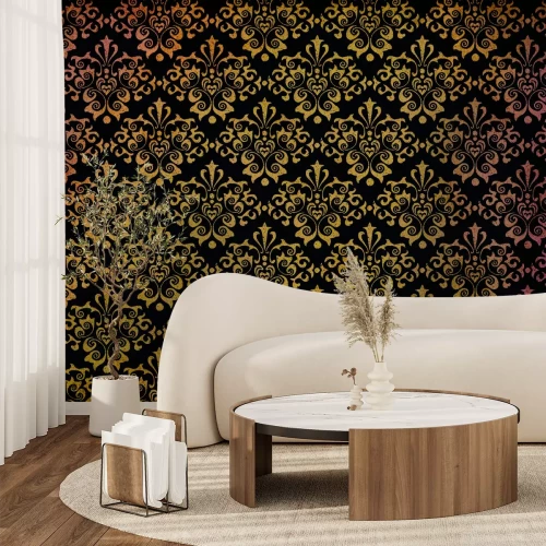 Fotobehang Goudkleurig sierpatroon in een bruine setting