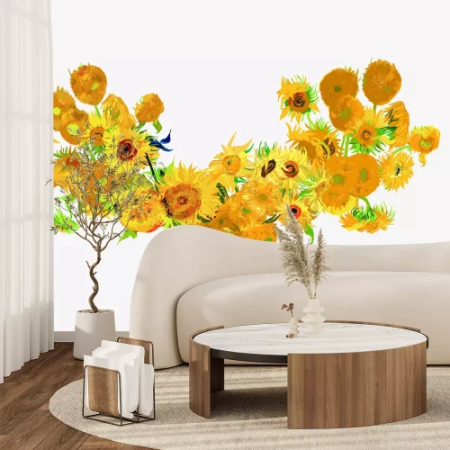 Fotobehang Geschilderd boeket met zonnebloemen