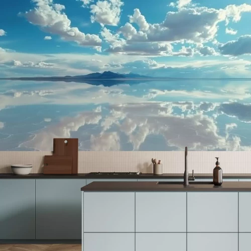 Fotobehang Salar de Uyuni, Bolivia: a vast expanse of salt, mirroring the heavens,