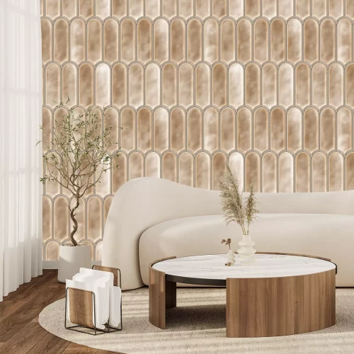 Fotobehang Beige boogvormige wandtegels