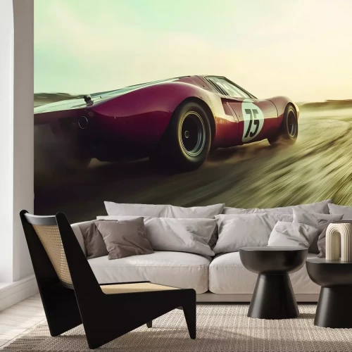 Fotobehang Rode retro auto