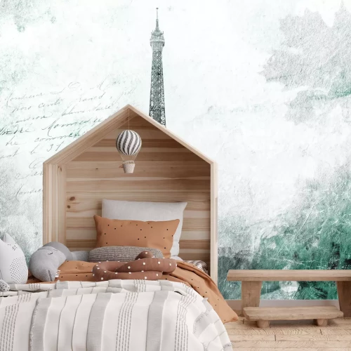 Fotobehang Abstract Eiffeltorenmotief met betontextuur