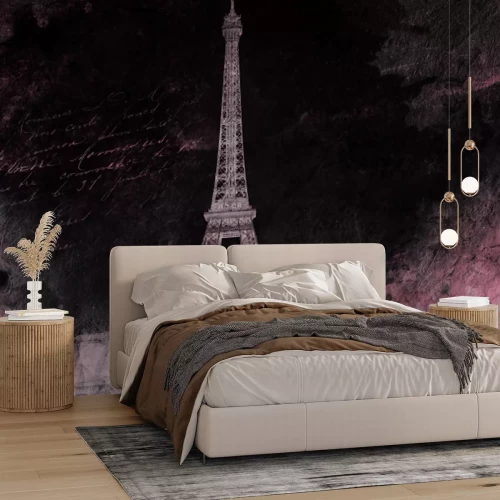 Fotobehang Abstract Eiffeltorenmotief met betontextuur