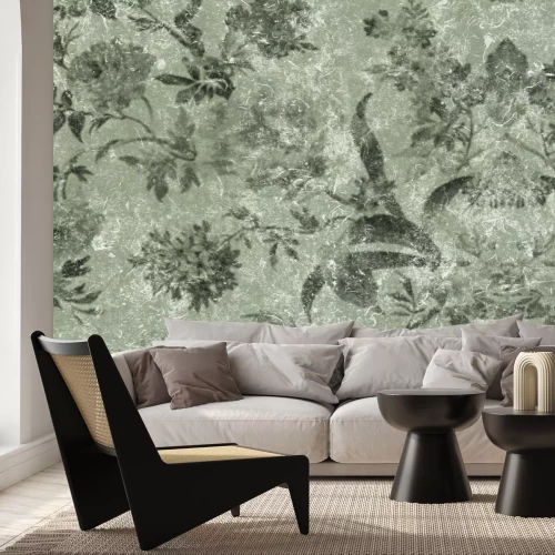 Fotobehang Retro pioenrozen in delicate bloei