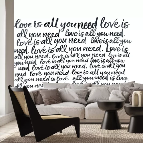 Fotobehang Zwarte beschrijving van liefde op een witte achtergrond