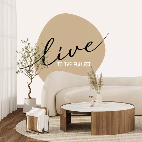 Fotobehang Een bruine vlek met een subtiele, lichte inscriptie