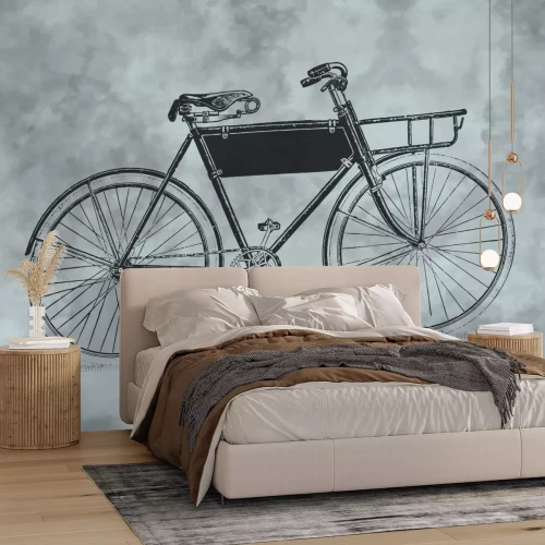 Fotobehang Schets van een klassieke vintage fiets met details