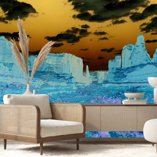 Fotobehang Indrukwekkende rode rotsachtige bergen in de woestijn