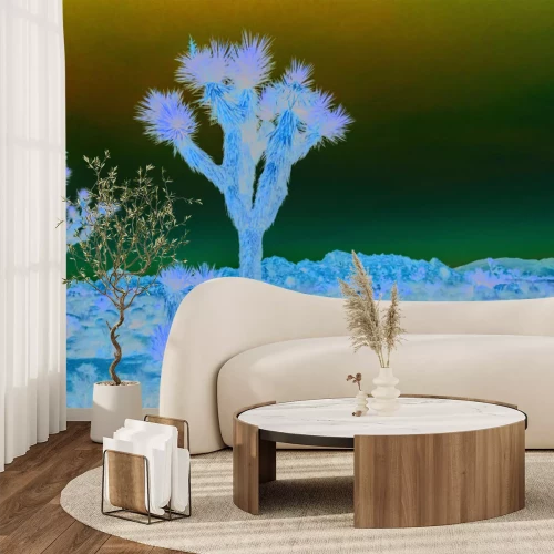 Fotobehang Woestijnbomen omgeven door droge vegetatie