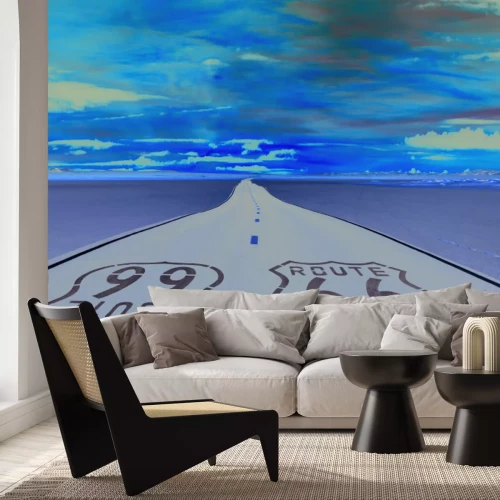 Fotobehang Route 66 in de gloed van de ondergaande zon