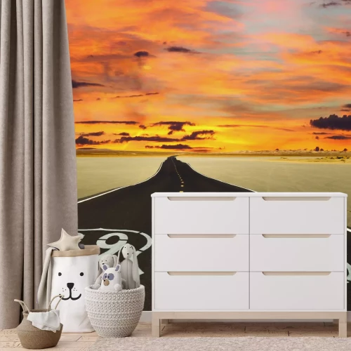 Fotobehang Route 66 in de gloed van de ondergaande zon