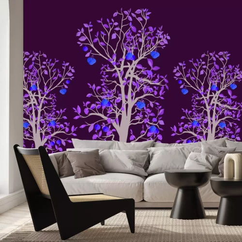 Fotobehang Citroenen hangen aan de takken van een boom met groene bladeren