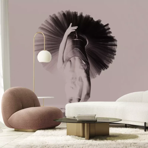 Fotobehang Een monochrome foto van een slanke, jonge ballerina.