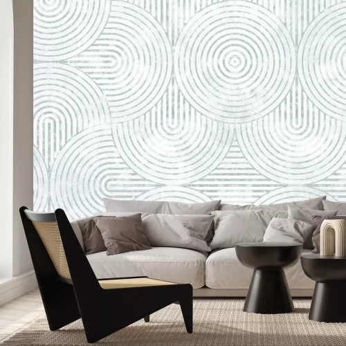 Fotobehang Cirkels gemaakt van grijze geometrische lijnen