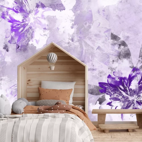 Fotobehang Een subtiel bloemenpatroon met vage kleuren