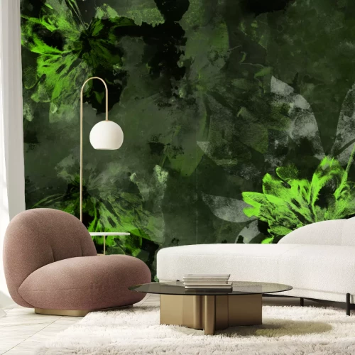 Fotobehang Een subtiel bloemenpatroon met vage kleuren