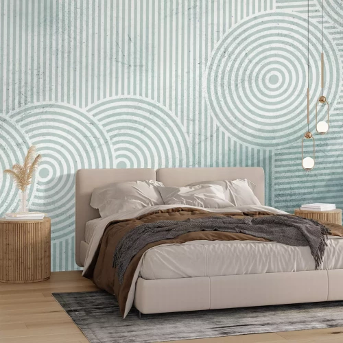 Fotobehang Grijze cirkels met strepen op een lichte achtergrond