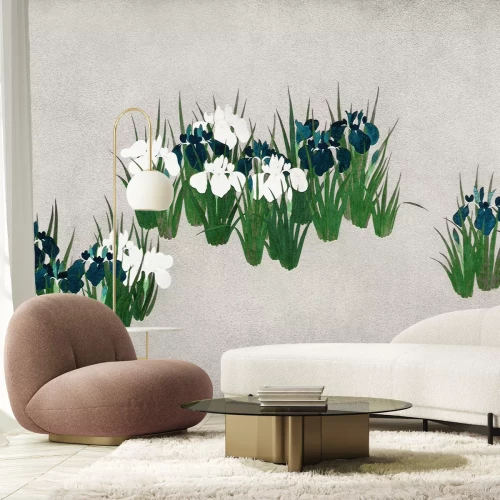 Fotobehang Delicate wilde bloemen op een subtiele achtergrond