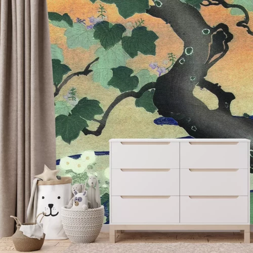 Fotobehang Een plantenpatroon geïnspireerd op de Japanse stijl