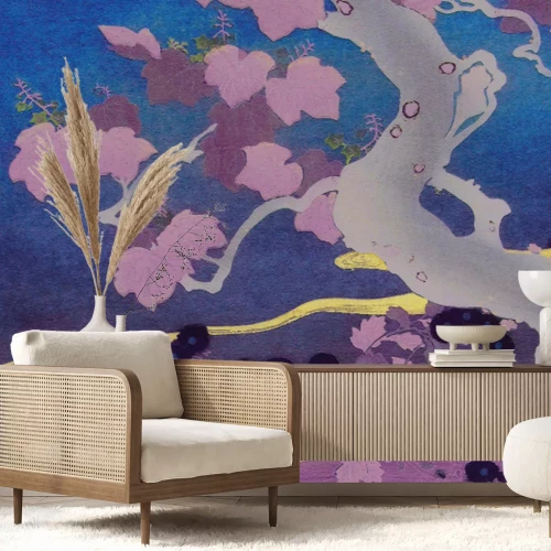 Fotobehang Een plantenpatroon geïnspireerd op de Japanse stijl