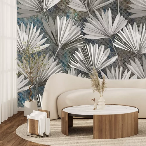 Fotobehang Een decoratie geïnspireerd op een waaier van bladeren