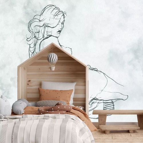 Fotobehang Een delicate schets van een vrouwenfiguur