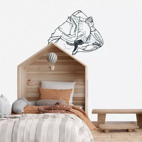 Fotobehang Minimalistische schets van een vrouw op een witte achtergrond