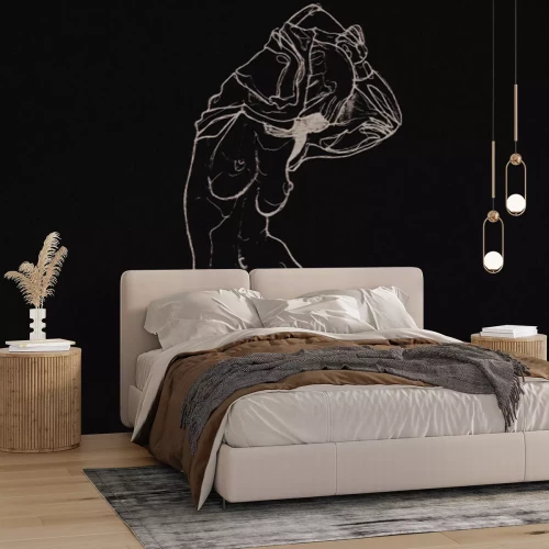 Fotobehang Minimalistische schets van een vrouw op een witte achtergrond