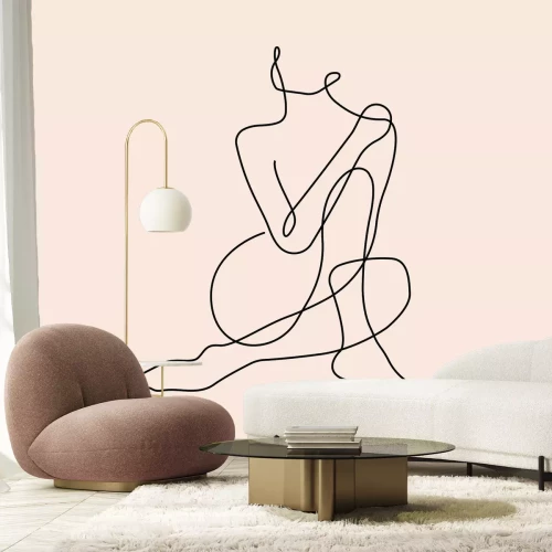 Fotobehang Een minimalistische schets van een vrouwelijk silhouet