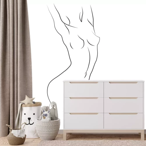 Fotobehang Schets van een langwerpig vrouwelijk silhouet