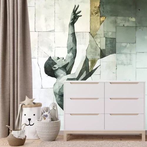 Fotobehang Abstract mannelijk portret in de vorm van een muurschildering