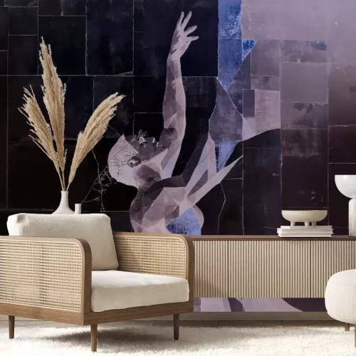 Fotobehang Abstract mannelijk portret in de vorm van een muurschildering