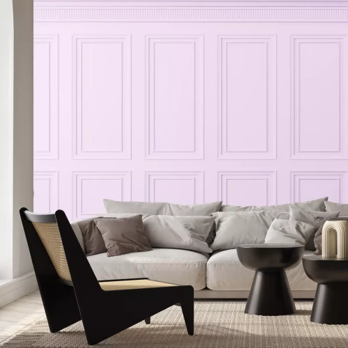 Fotobehang Roze lambrisering die klassieke panelen imiteert