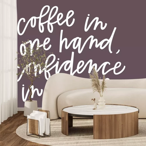 Fotobehang Koffietypografie op een natuurlijke bruine achtergrond