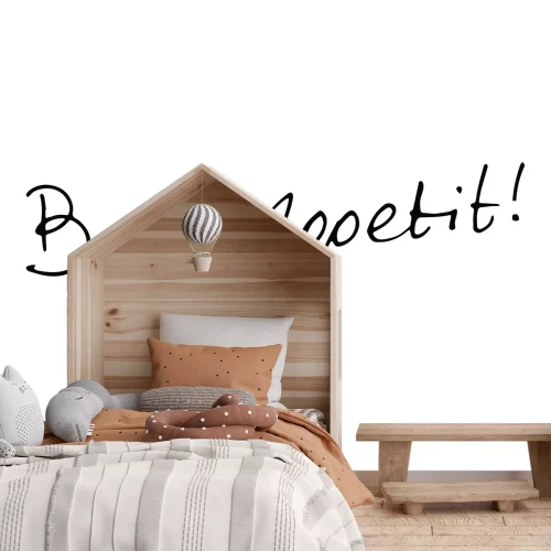 Fotobehang Het opschrift &#39;eet smakelijk&#39; op een witte achtergrond