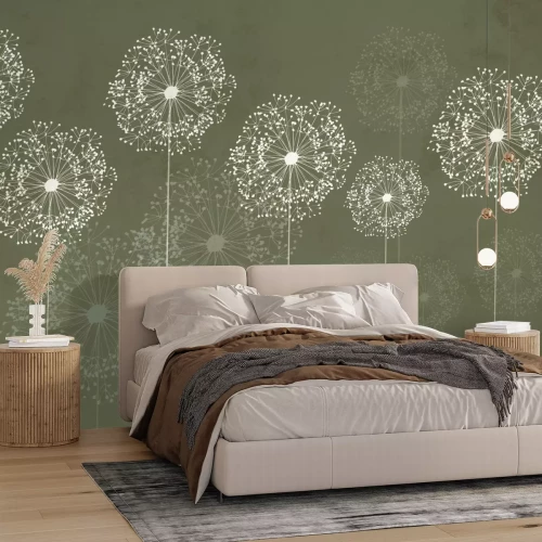 Fotobehang Subtiele bloemen op een warme bruine achtergrond