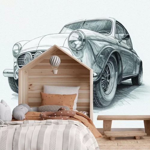 Fotobehang Een tekening van een klassieke oldtimer